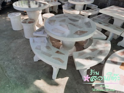 โต๊ะหินอ่อนกลมลายหิน - ร้านสวนโต๊ะหินอ่อน นนทบุรี