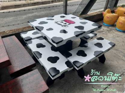 โต๊ะหินอ่อนเหลี่ยมลายวัว - ร้านสวนโต๊ะหินอ่อน นนทบุรี